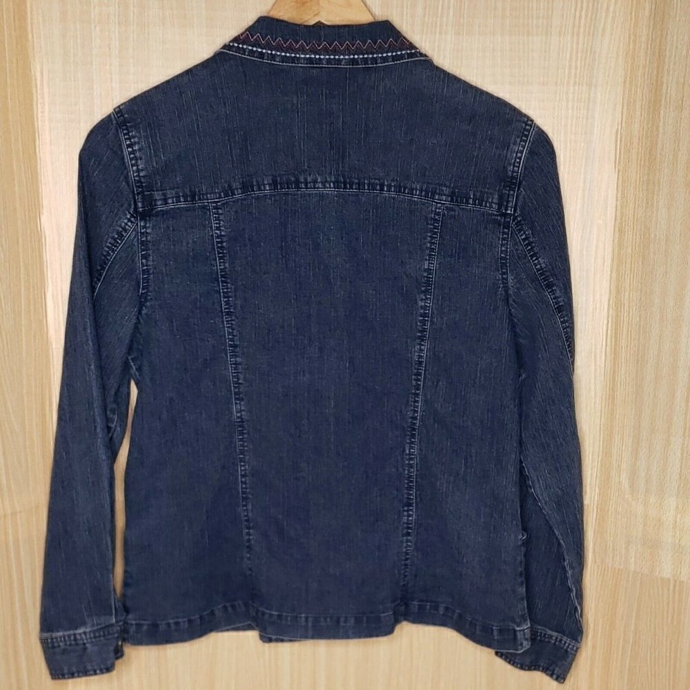 Alfred Dunner Womens Embroidered Denim Jacket 8 - Picture 2 of 7